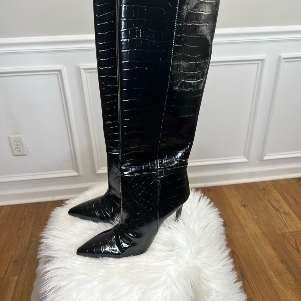 Express croc embossed knee high boots - Picture 5 of 9